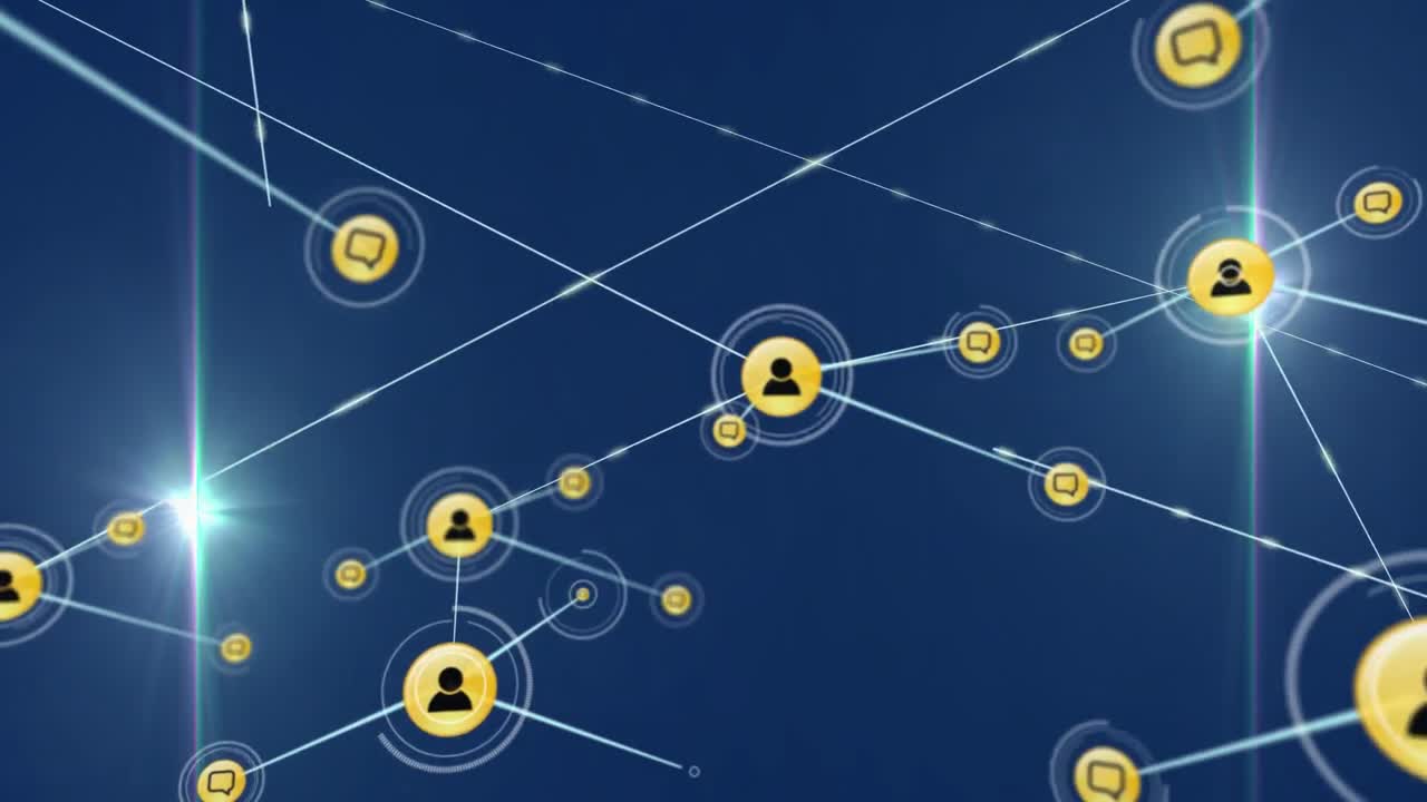Animation of network of connections over blue background