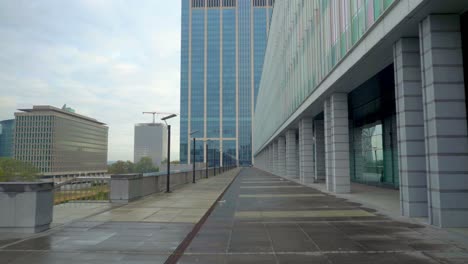 Silent-and-Empty-Cite-Administrative-Garden,-Abandoned-site-of-the-administrative-city-of-the-State,-Brussels,-Belgium