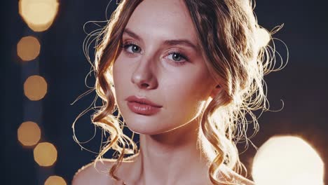 beautiful woman portrait with elegant makeup and hairstyle