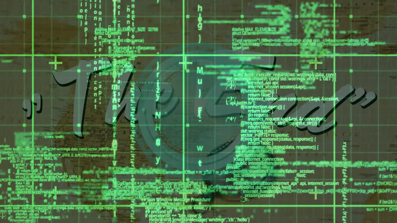 animación del procesamiento de datos sobre el texto fin