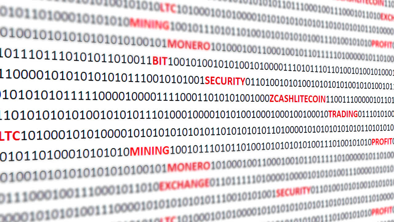Cryptocurrency on a digital background. Background from a program code and cryptocurrencies