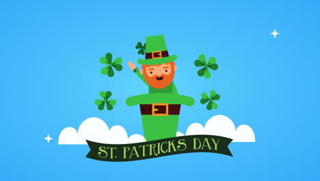 st patricks day animated card with elf and hat