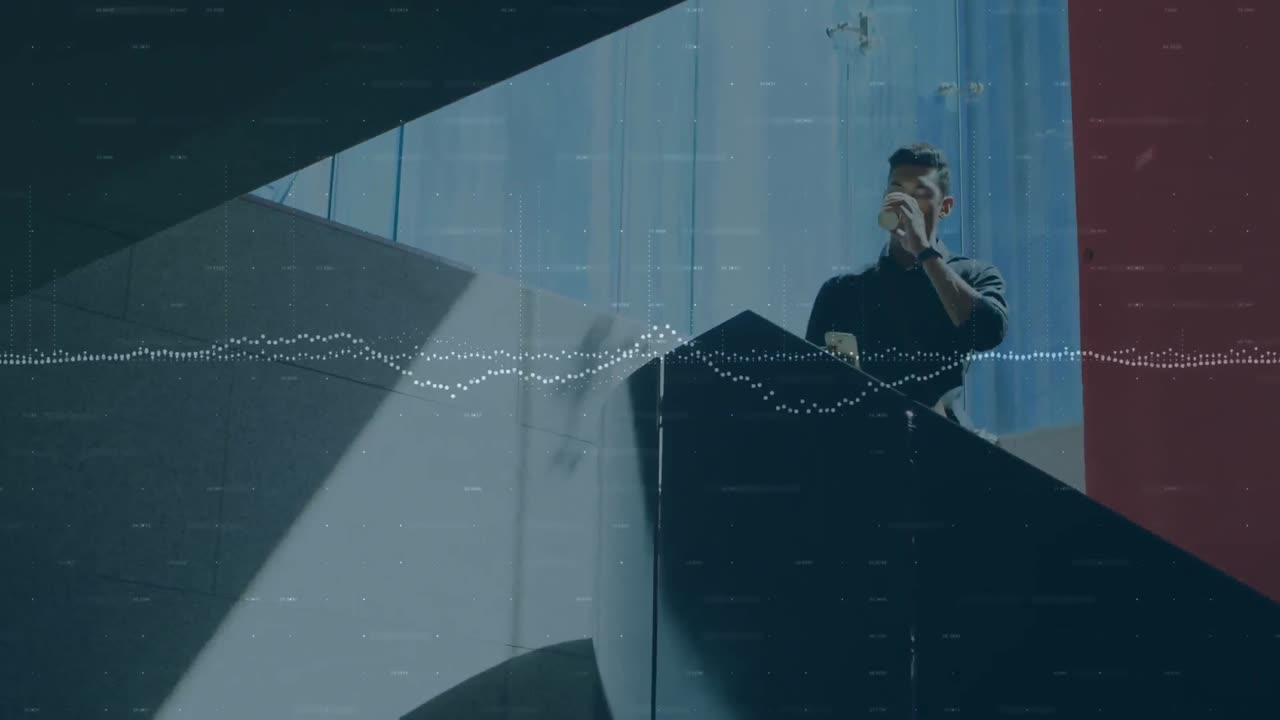 스마트 폰을 사용하는 사업가에 대한 통계 및 데이터 처리 애니메이션