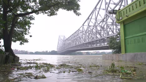 garbage on the river in india