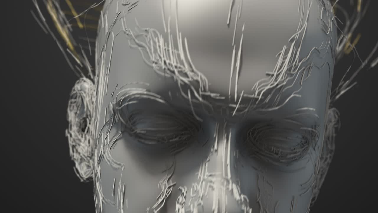 un robot biónico avanzado mueve su cabeza al azar - bucle de animación 3d 4k