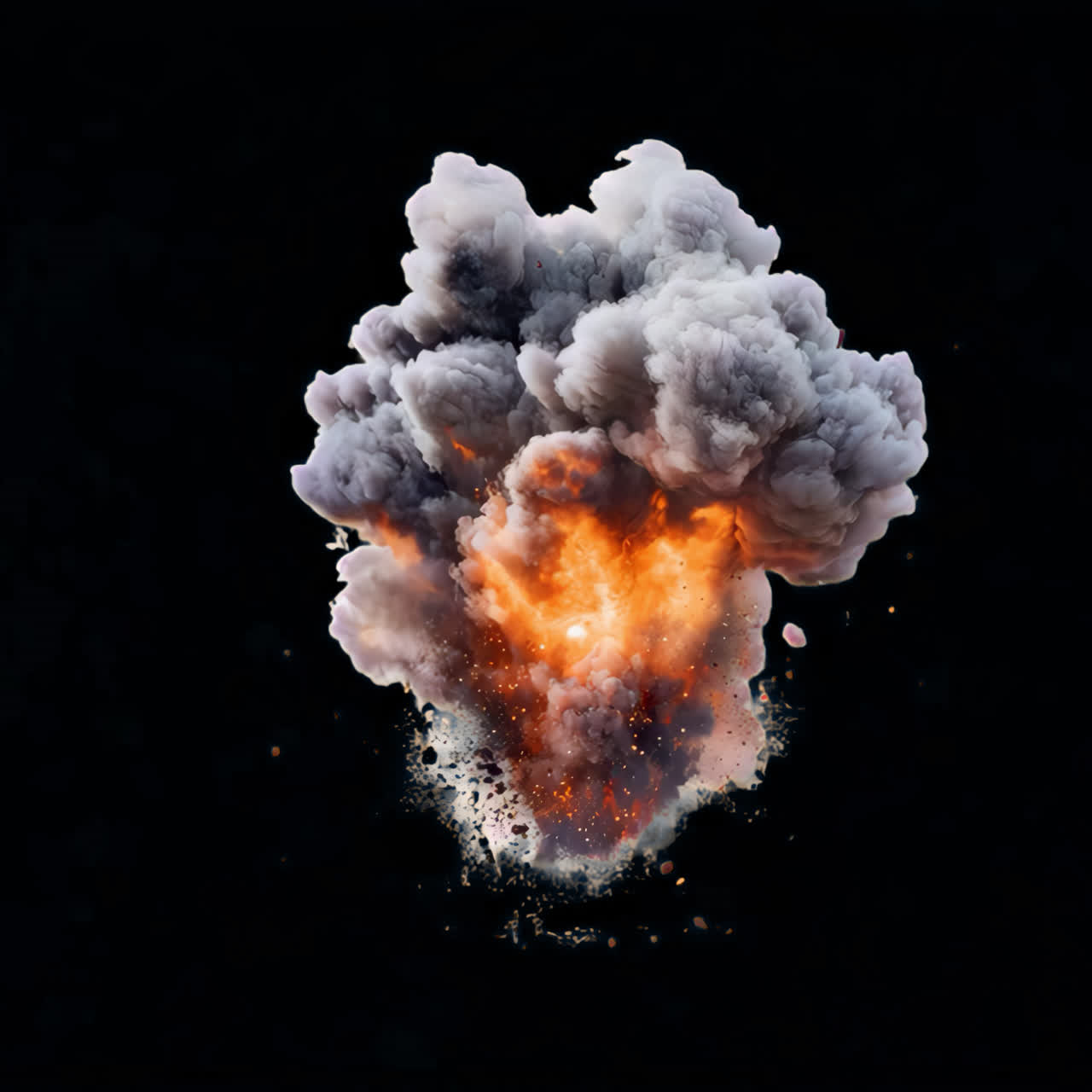 Large explosion animation isolated asset, transparent 4K video, alpha channel, ProRes 4444
