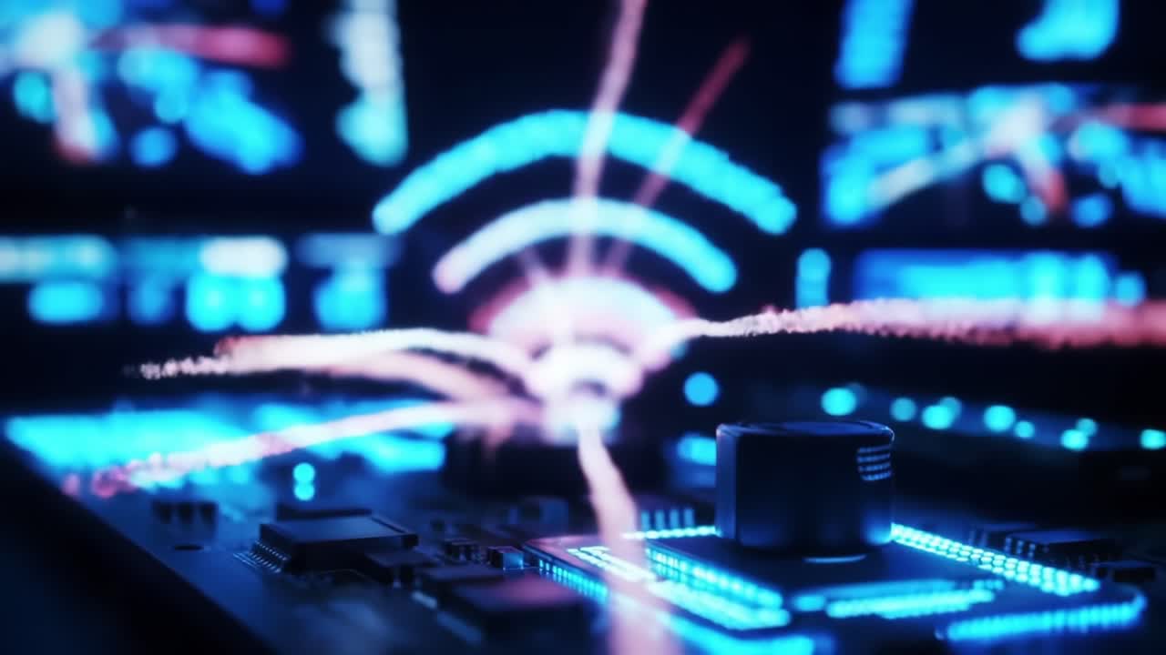 A Close-Up Exploration of a Futuristic Circuit Board, Highlighting Dynamic Energy Flow and Vibrant Visuals in an Advanced Technology Environment