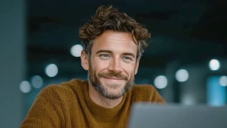 portrait of a smiling man with curly hair