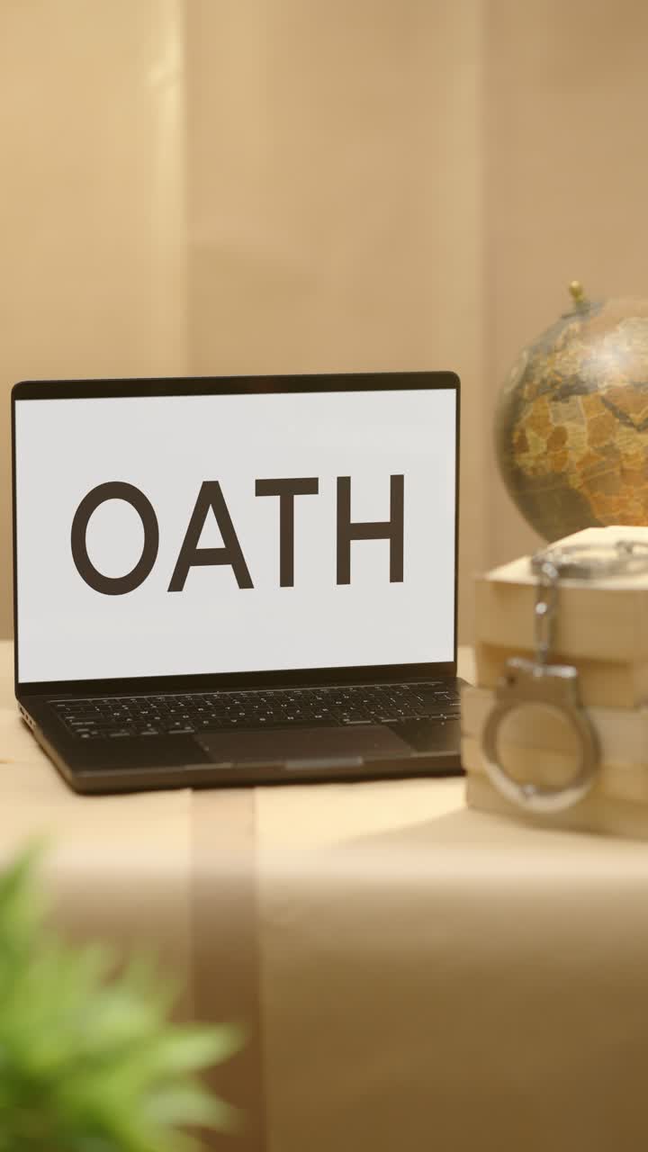 VERTICAL VIDEO OF OATH DISPLAYED IN LEGAL LAPTOP SCREEN