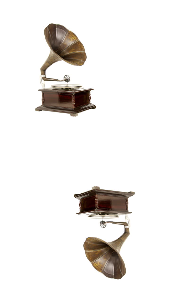 abstract spinning gramophone record turntables in vertical