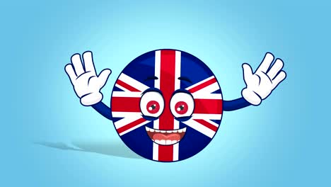 cartoon great britain united kingdom  happy rejoice with face animation with alpha matte