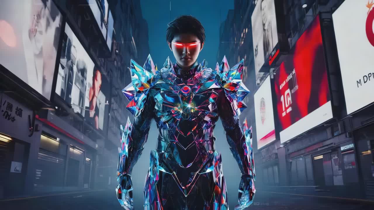 Cyberpunk Warrior in Urban Environment