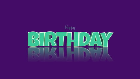 cartoon happy birthday text on purple fashion gradient