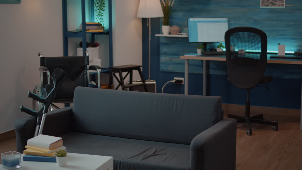Cozy Living Room Interior with Mobility Aids