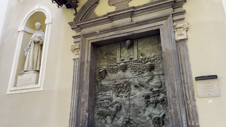 Walking towards Ljubljana's tourist attraction the 'Slovene Door', an incredible bronze sculpted door on St Nicholas' Cathedral