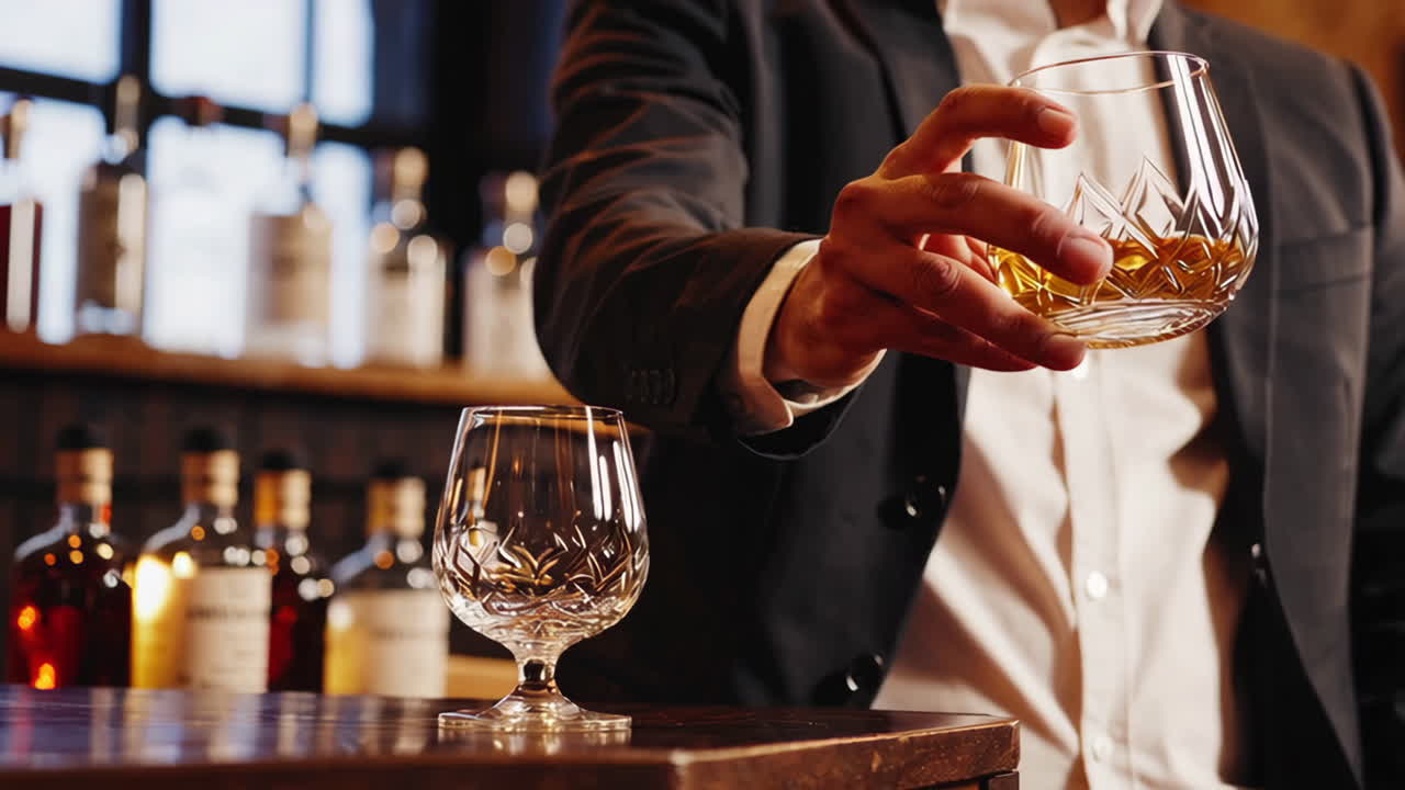 Restaurant Bar Scene with Guests Enjoying Drinks