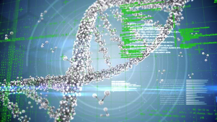 Animation of dna strand spinning and medical data processing