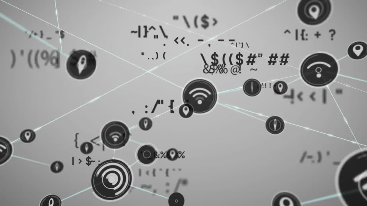 símbolos matemáticos y red de conexiones contra un fondo gris