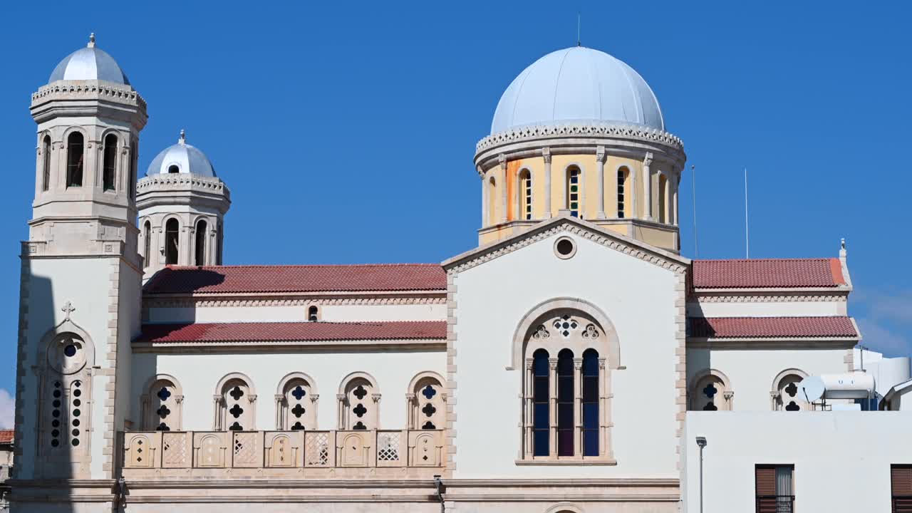 Limassol, Cyprus - April 10, 2019: Ayia Napa Cathedral Greek orthodox church on a blue sky background