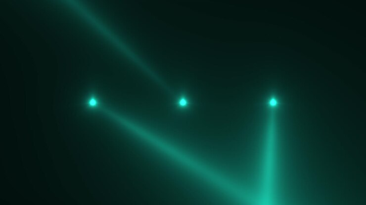 Glowing neon green spotlight rays on disco stage
