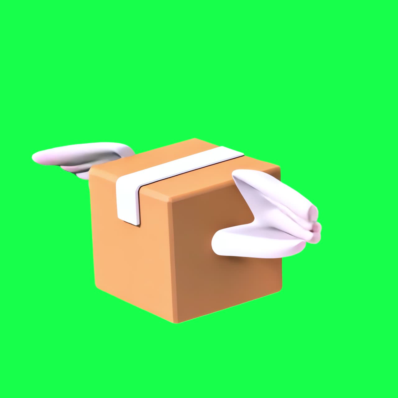 Flying delivery box 3d element animation, transparent 4K video, green screen