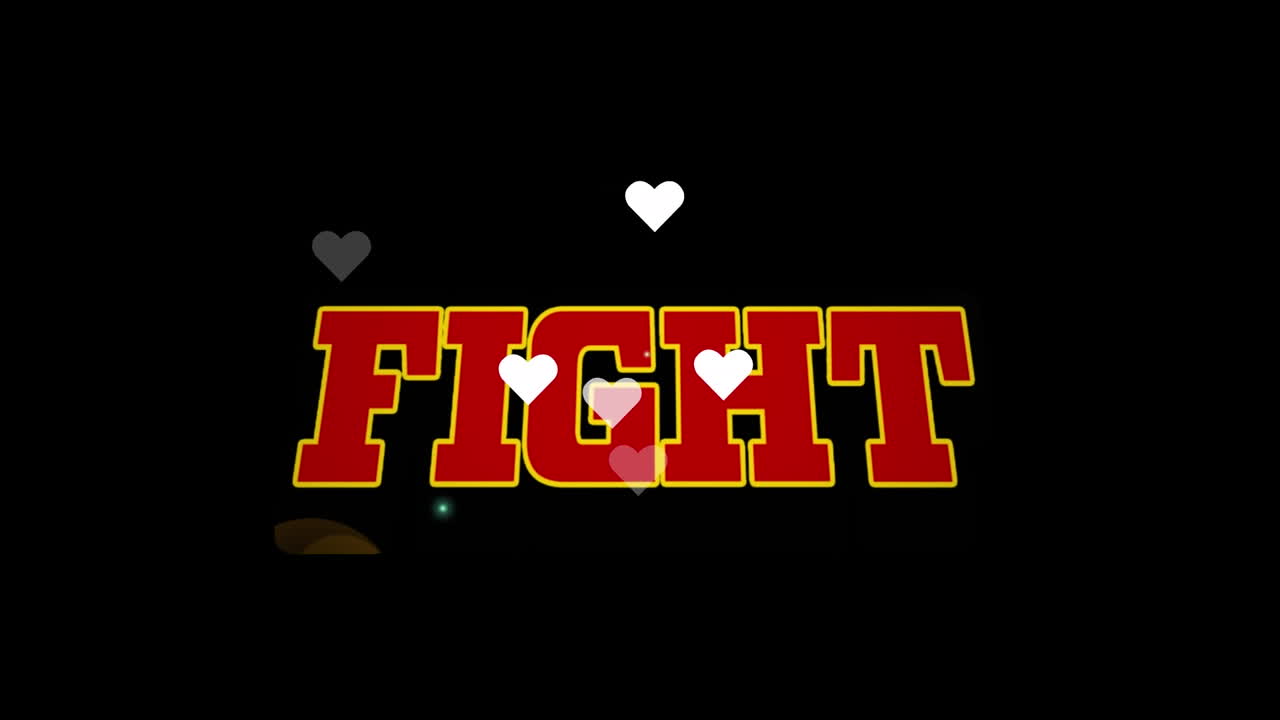 심장 위의 싸움 텍스트의 애니메이션