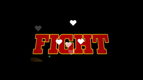 animación de texto de lucha sobre corazones