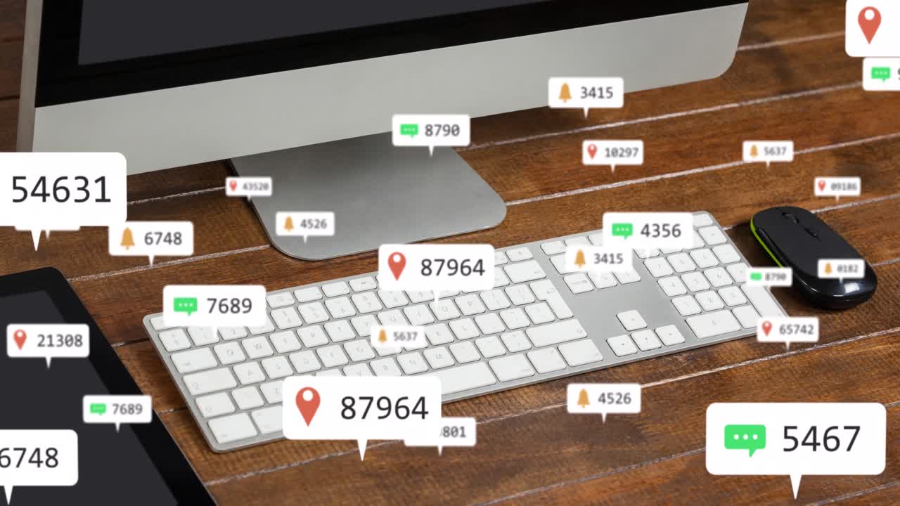 animación de los iconos de los medios en la oficina