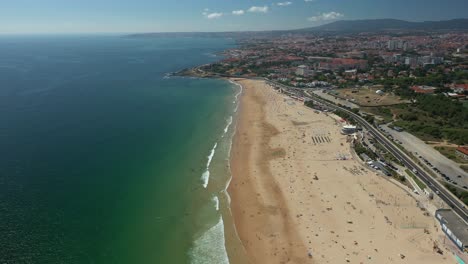 panoramic aerial view of the coastline outside lisbon, portugal