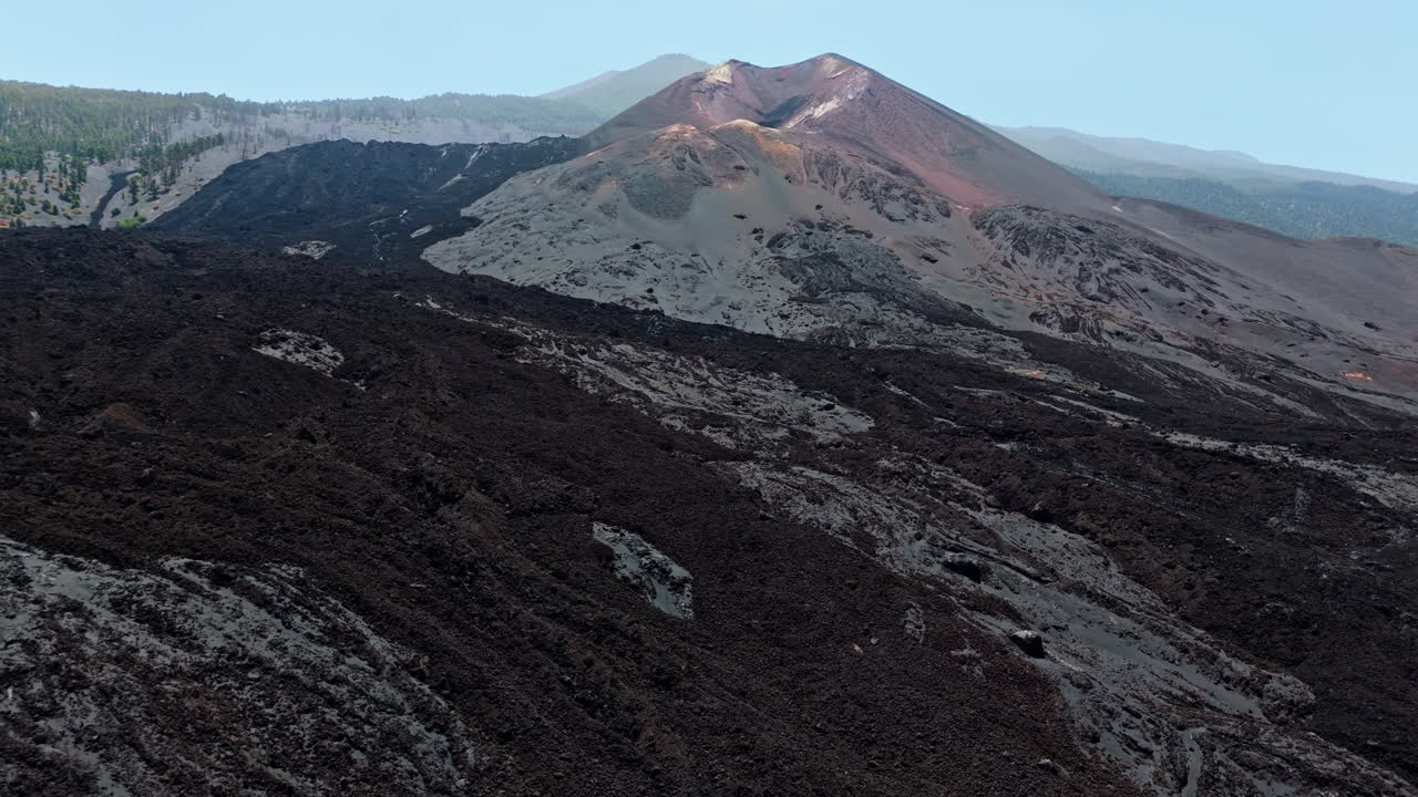 Aerial view of extinct volcano in La Palma, peaceful and majestic