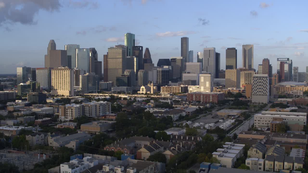 establecimiento de una toma aérea del centro de houston, texas