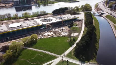 construction site of kaunas science center, aerial view