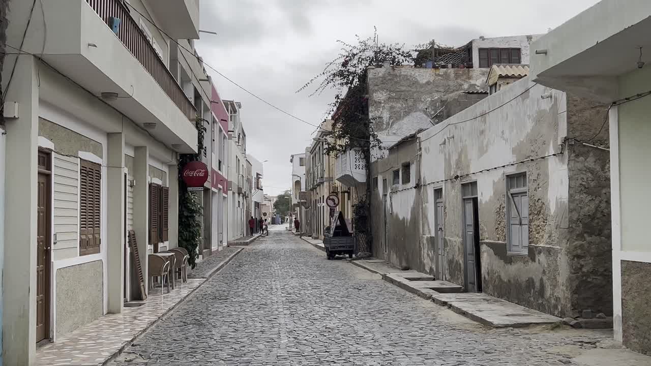 Cobblestone Street in a Cape Verde Town