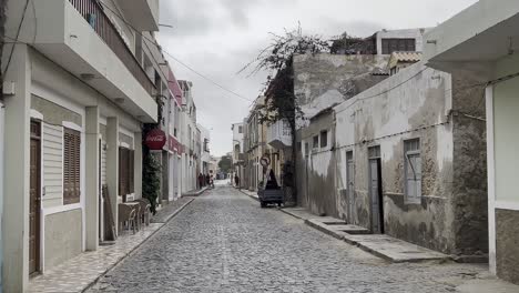cobblestone street in a cape verde town