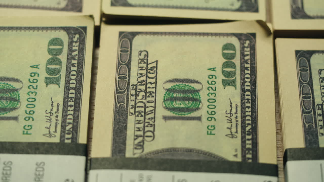 Specialised police officer Counting dollar banknotes in crime lab, conceptual image. High quality 4k footage