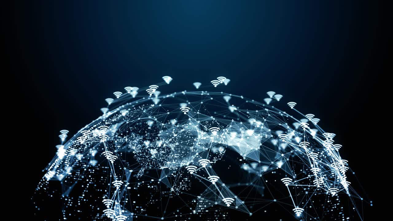 Technology network Internet of things and social media connection, Technology Digital data high speed internet connection future abstract background. Seamless Loop 4K