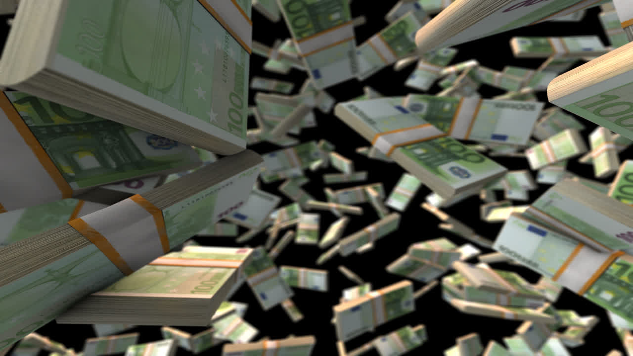 떨어지는 유로 지폐