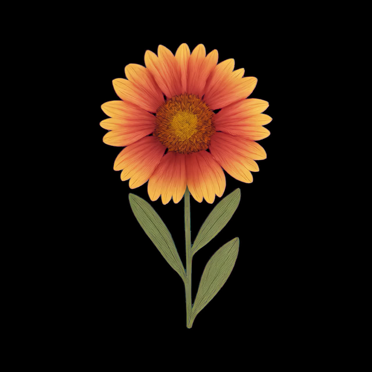 Recurso isolado de animação de ilustração floral vibrante, vídeo em 4K transparente, canal alfa, ProRes