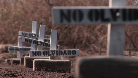 Crosses mark graves of people who are not forgotten