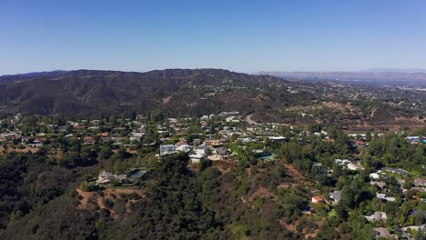 super wide aerial shot of a hills community above sherman oaks