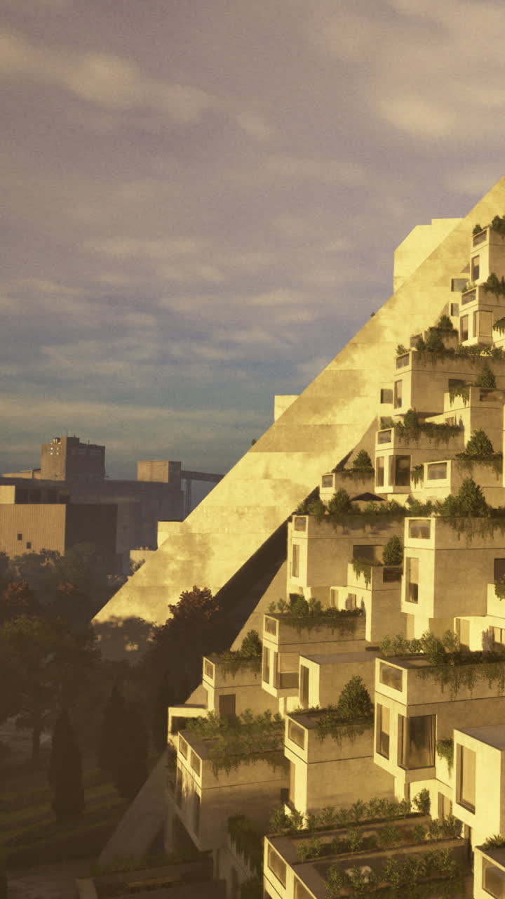 Edifício com plantas em área urbana sob céu nublado durante o dia.