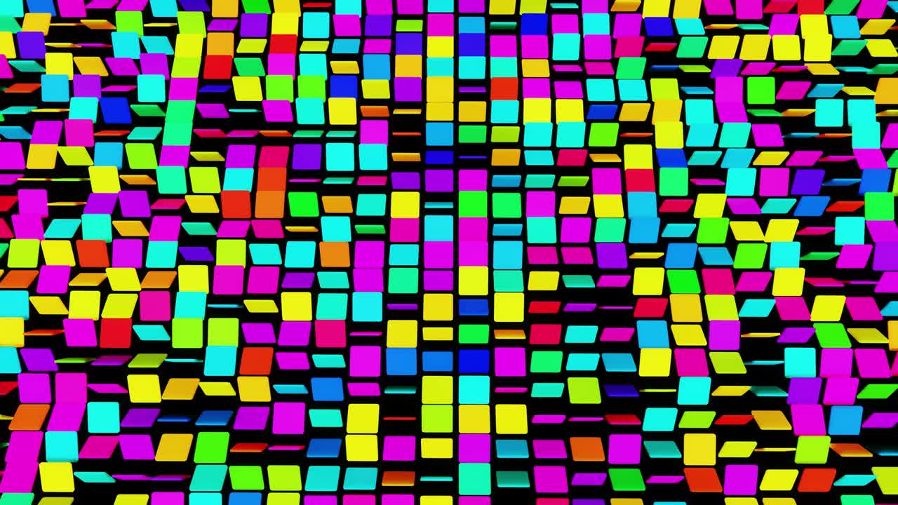 fondo geométrico simple con placas de colores en el plano parpadeando como luces de neón, bucle de animación suave en 4k. fondo colorido creativo. bucle vj.