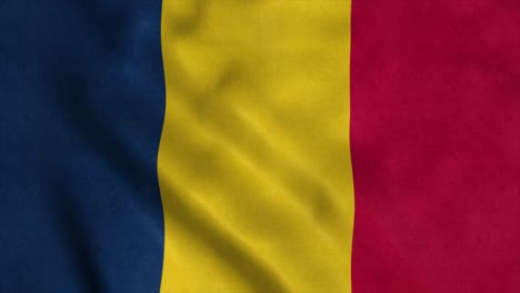 bandera de chad ondeando en el viento con textura de tela muy detallada. bucle sin costuras, 4k