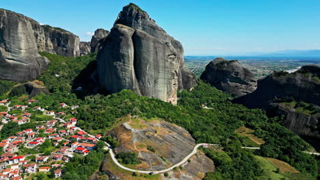 aerial view of meteora, greece with its unique rock formations and monasteries