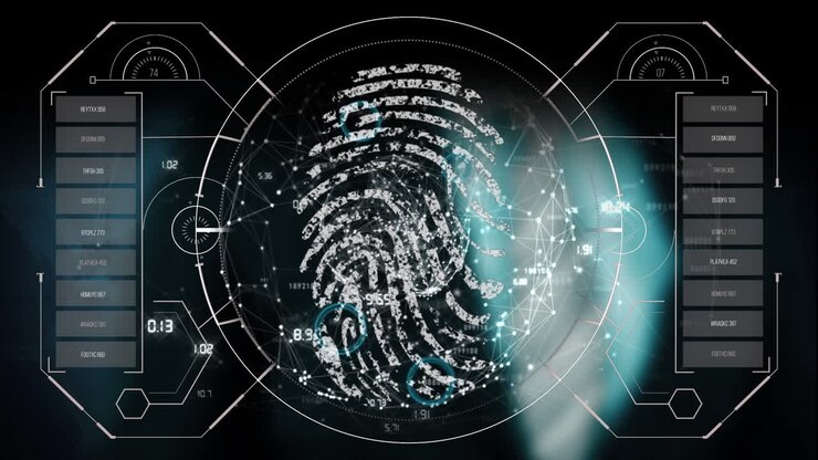 Animation of data processing over biometric fingerprint