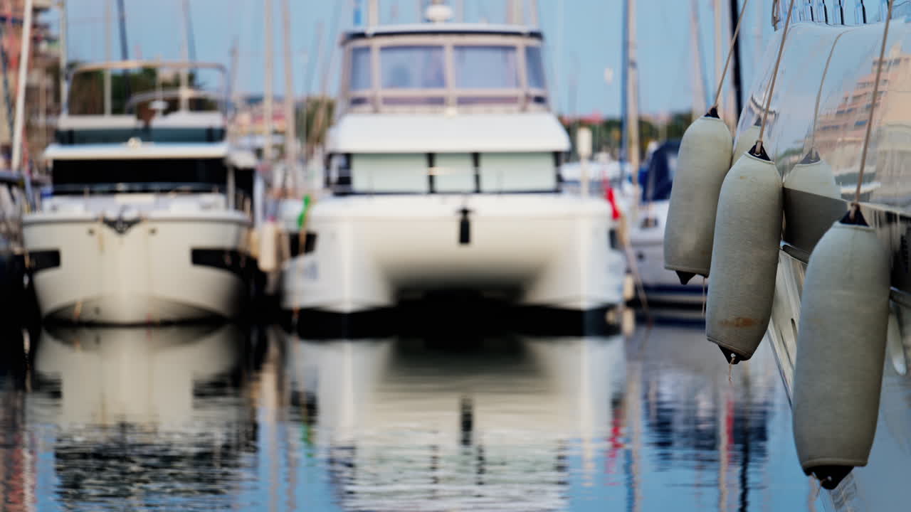 Boats docked in the Port de Golfe-Juan in the evening