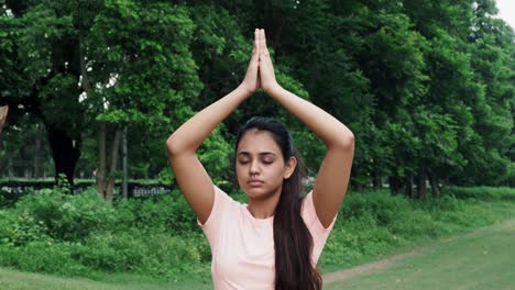 kolkata, india:-vista frontal joven realizando yoga en pose de árbol