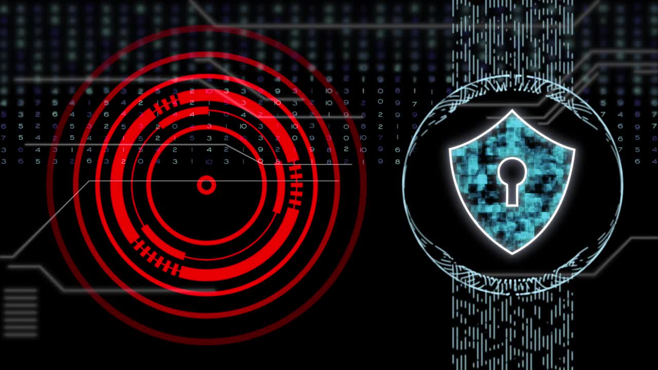 video en 4k de un sistema de seguridad futurista con candado.
