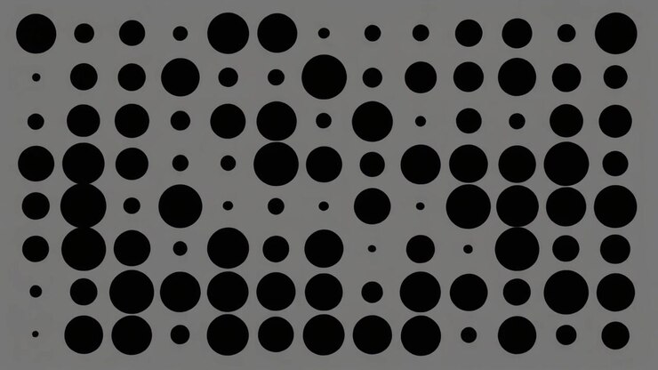 Abstract Motion Graphic of Pulsing Black Circles on Grey Background