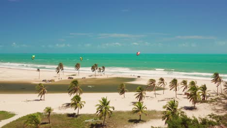 aerial: the famous lagoon for kitesurfing, cauipe in brazil